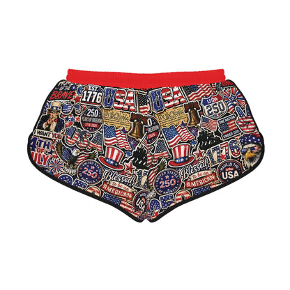 Patriotic USA Graphic Women’s Relaxed Shorts — 4th of July Freedom Print