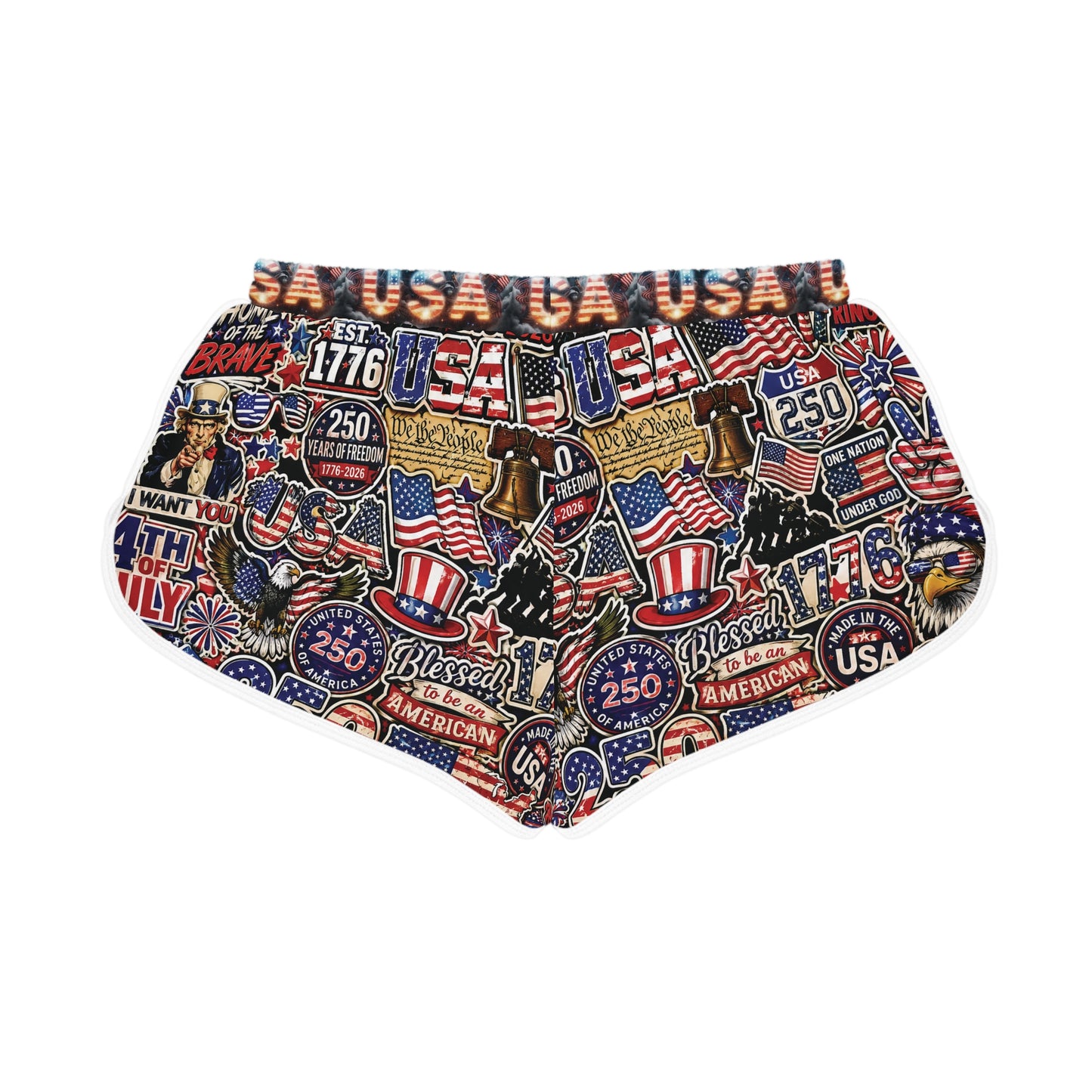 USA Graphic Women's Relaxed Shorts — Patriotic 4th of July Lounge Shorts