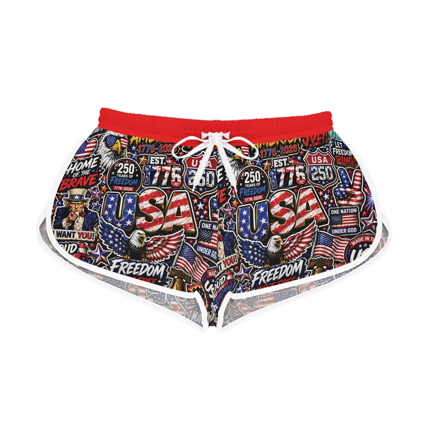Patriotic USA Graphic Women’s Relaxed Shorts — 4th of July Freedom Print