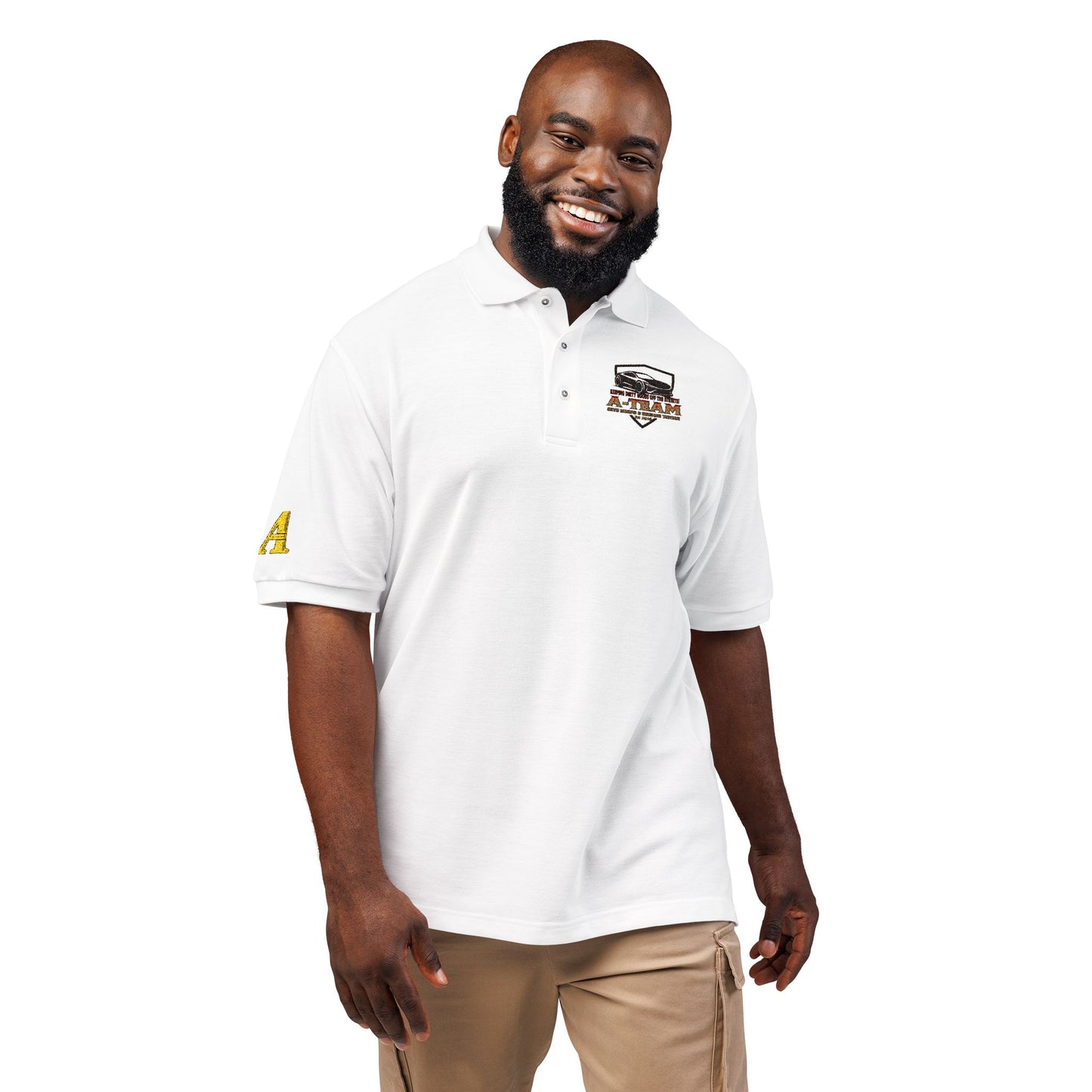 Embroidered Vintage Camper Polo Shirt – Retro Travel Patch Design