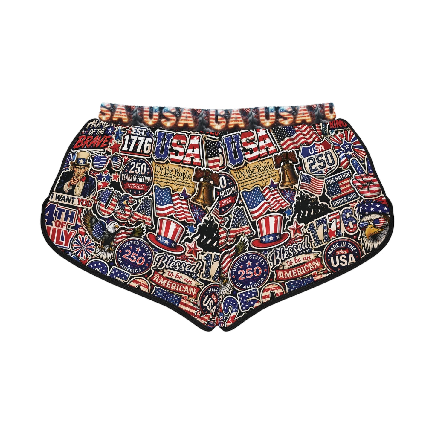 USA Graphic Women's Relaxed Shorts — Patriotic 4th of July Lounge Shorts