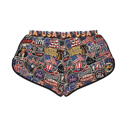 USA Graphic Women's Relaxed Shorts — Patriotic 4th of July Lounge Shorts