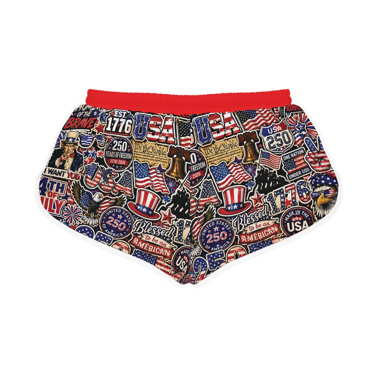 Patriotic USA Graphic Women’s Relaxed Shorts — 4th of July Freedom Print