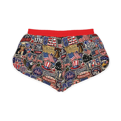 Patriotic USA Graphic Women’s Relaxed Shorts — 4th of July Freedom Print
